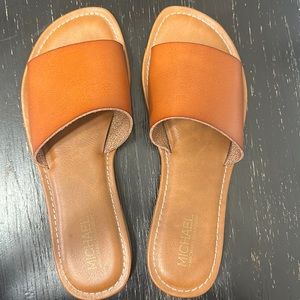 MICHAEL Shannon Leather Demi Slide Sandal 8.5